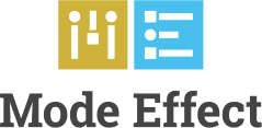 A Logo with 2 boxes and a text Mode Effect