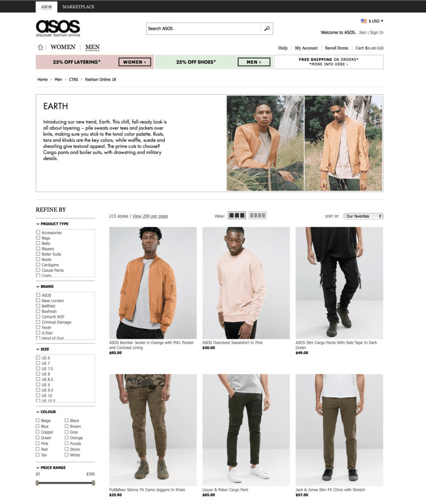 ASOS.com - Card design layout